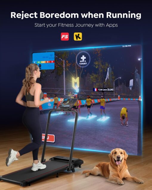 Acezoe Walking Pad Treadmill with Incline, 2 in 1 Folding Treadmills for Home Small Office, 300lbs Portable Compact Under Desk Treadmill with LED Display and Apps - Image 6