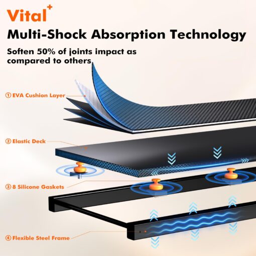 Vitalwalk Walking Pad Treadmill with Incline 3-Levels 300 lbs Capacity Portable Under Desk Treadmill for Home Office Apartment Fitness, Mini Space-Saving Compact Design, Ultra-Quiet 2025 Upgrade Black - Image 6