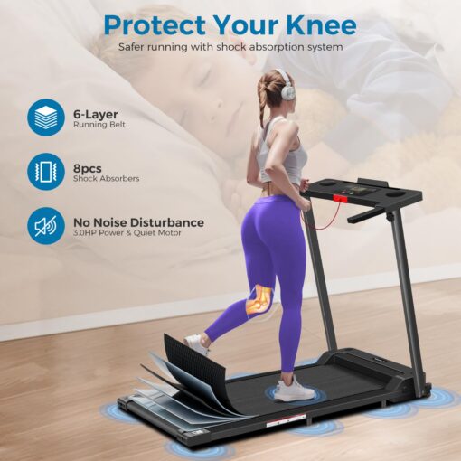 Treadmill with Handles, 2025 Upgraded Small Treadmills Home, Portable Electric Treadmills for Home 300 lbs Capacity,Walking Pad Treadmill,Lightweight Folding Foldable Walking Pad with LED Display - Image 6