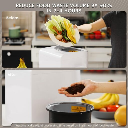 Airthereal Revive R500 Electric Kitchen Composter, SHARKSDEN® Tri-Blade, Turn Food Waste and Scraps into Natural Fertilizer for Plants, Glossy Pearl White - Image 8