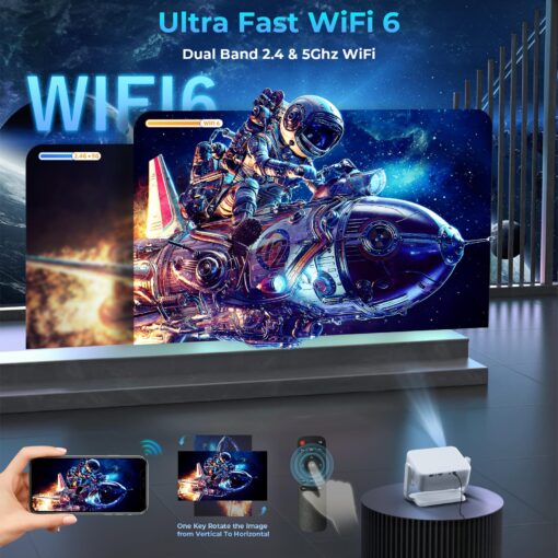 Projector with WiFi and Bluetooth,Mini-Projector: [550 ANSI & 360°Adjustable-Stand & Electric Focus & Auto Keystone], Lisowod L02 2025 Upgrade Portable 1080P Outdoor Movie Projector for Phone/TV Stick - Image 4