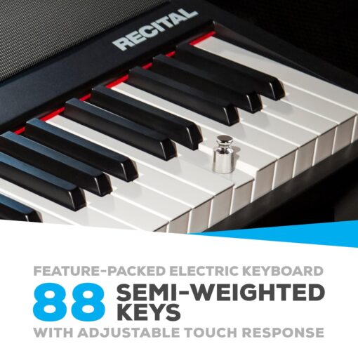 Alesis Recital – 88 Key Digital Piano Keyboard with Semi Weighted Keys, 2x20W Speakers, 5 Voices, Split, Layer and Lesson Mode, FX and Piano Lessons - Image 3