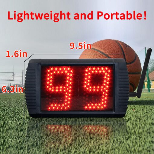 YZ 5 INCH LED Custom Time 12/14/20/24/34 Seconds Shot Clock Countdown Timer Clock for Basketball Game, Portable Shot Clock Timer for Basketball Court, Remote Control Shot Clock Basketball with Buzzer - Image 2