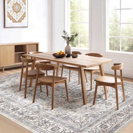 9x12 Area Rug Living Room: Washable Boho Large Neutral Vintage Soft Rugs Stain Resistant Farmhouse Non Slip Indoor Floor Carpet for Bedroom Nursery Kids Playroom Office Dining Room Home- Ivory Gray - Image 5
