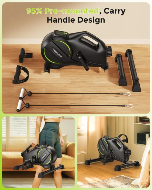 YOSUDA Under Desk Bike Pedal Exerciser - Magnetic Mini Exercise Bike for Arm/Leg Exercise, Desk Pedal Bike for Home/Office Workout (Under Desk Bike Pro Green) - Image 3
