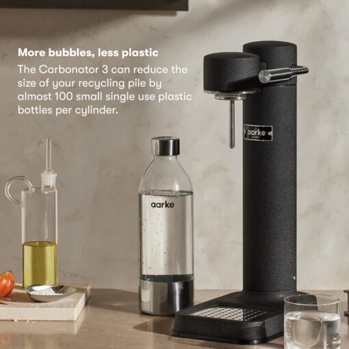aarke Carbonator lll with CO2 Cylinder, Sparkling & Carbonation Water Machine, Stainless Steel with PET BPA-Free Reusable Bottle Volume 800 mL (Matte Black) - Image 4