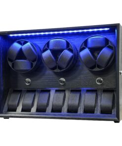 Oryx 9 Watch Winder for Automatic Watches, Rotating Watch Box 5 Rotation Modes Setting Display Case with Extra Watch Storages and LED Light, Lockable Winders USB Powered Super Quiet Mabuchi Motor
