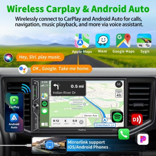 [QLED Screen Upgrade] Double Din Car Stereo with Dash Cam, Wireless Apple CarPlay and Android Auto, Bluetooth 5.3, 4.2-Channel Audio Output, MirrorLink, Backup Camera, AM/FM Car Radio - Image 7