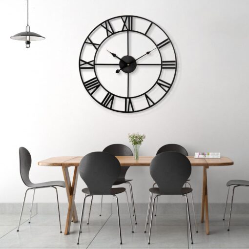 1st owned Large Wall Clock Metal Retro Roman Numeral Clock, Modern Round Wall Clocks Almost Silent, Easy to Read for Living Room/Home/Kitchen/Bedroom/Office/School Decor (Black, 40 Inch) - Image 4