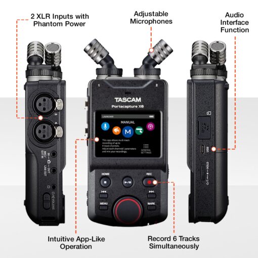 TASCAM Portacapture X6 32-bit Float Portable Audio Recorder, Field Recorder for Video, Music, Podcast, Voice, Podcasting - Image 7