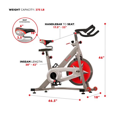 Sunny Health & Fitness SF-B901 Pro Indoor Cycling Exercise Bike - Image 6