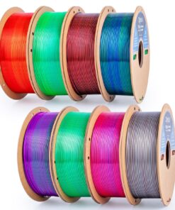 3Dgenius 3D Printer Filament Bundle Silk PLA Filament 1.75mm Pack 3D Printing Filament Pack Silk PLA 3D Printer Filament Fit Most FDM Printers, 1KG X 8 Spools, Totally 8KG