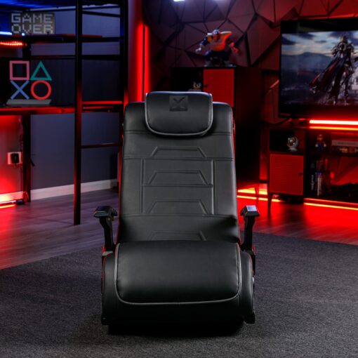 X Rocker Pro Series H3 XL Video Gaming Floor Chair with Armrests, Built-In Audio & Vibration via Wireless Bluetooth, Foldable, Vegan Leather, 300 lbs Max, Amazon Exclusive, Black - Image 2