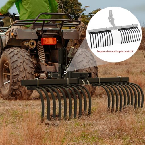 YITAMOTOR ATV/UTV Landscape Rake Implement for Removal of Rock, Grass Clumps and Debris Fits for YITAMOTOR ATV/UTV Manual Implement Lift - Image 5