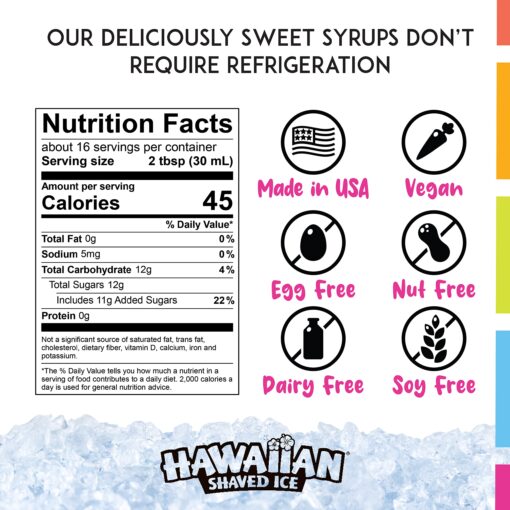 Hawaiian Shaved Ice Party Kit with 20 Syrup Flavors in 16oz. Bottles, 200 Snow Cone Cups, 200 Spoon Straws, and 20 Pouring Spouts. Great for Birthday Parties. Allergy-friendly - Image 5