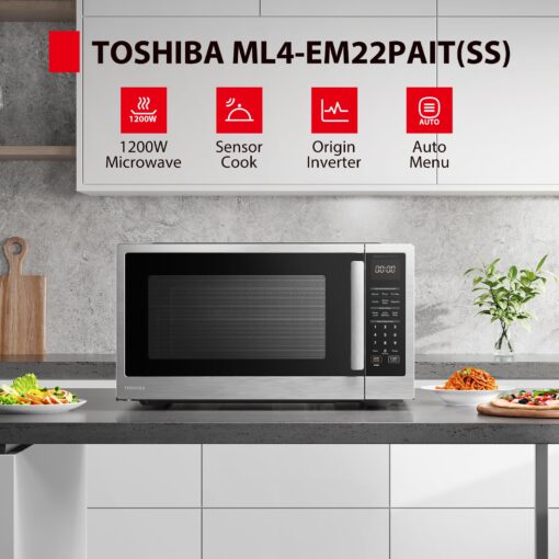 TOSHIBA ML4-EM22PAIT(SS) Countertop Microwave Oven with Sensor Cook, 6 Auto Menus, Origin Inverter, Child Lock, 2.2 Cu Ft for Large Family, 16.5 Inch Removable Turntable, 1200W, Stainless Steel - Image 9