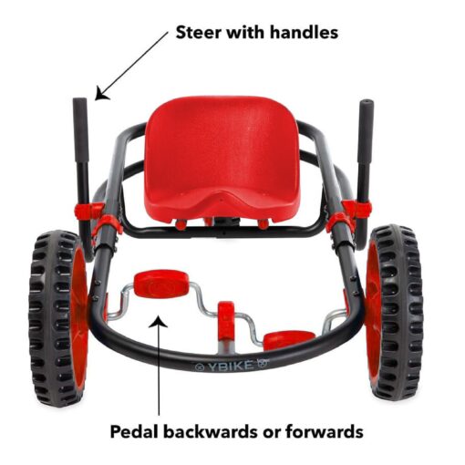 YBIKE Explorer Pedal Car - 3-Wheel Go Kart for Kids, Ride On Toys for Girls and Boys, Ages 4 & Up, Steer with Handles, Adjustable Frame & Seat, Up to 155 lbs, Red & Black - Image 7