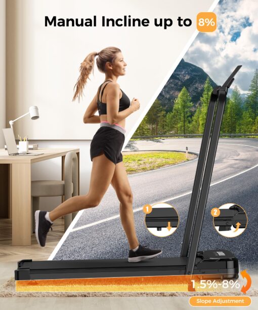 Zisgner Walking Pad, Under Desk Treadmill, Walking Pad with Incline, 2 in 1 Treadmills for Home/Office, Compact Portable Foldable Treadmill, Installation-Free Low Noise, Safety Lock and LED Display - Image 5