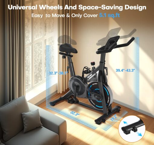 Exercise Bike, CHAOKE Quiet Magnetic Resistance 300LB Capacity Stationary Bike for Home with App Compatible, Indoor Bike with Comfortable Seat and Digital Display - Image 2