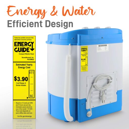 Pyle Portable 2-in-1 Washing Machine&Spin-Dryer-Convenient Top-Loading Easy Access,Energy&Water Efficient Design,Ideal for Smaller Loads-No Special Parts or Plumbing Required-2 FT Drainage Hose - Image 3