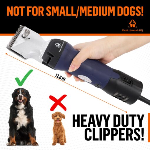 Professional Dog Grooming Clippers for Thick Coats - Shears Heavy Duty Hair Cutting Kit - Large Dog Shaver Set - Pet Trimmer for XL Large Dogs, Horses, Livestock - Image 7