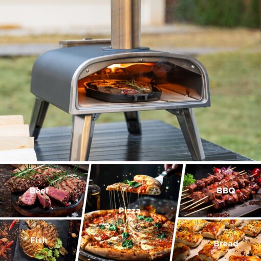 aidpiza Pizza Oven Outdoor 12" Wood Fired Pizza Ovens Pellet Pizza Stove for outside, Portable Stainless Steel Pizza Oven for Backyard Pizza Oven - Image 6