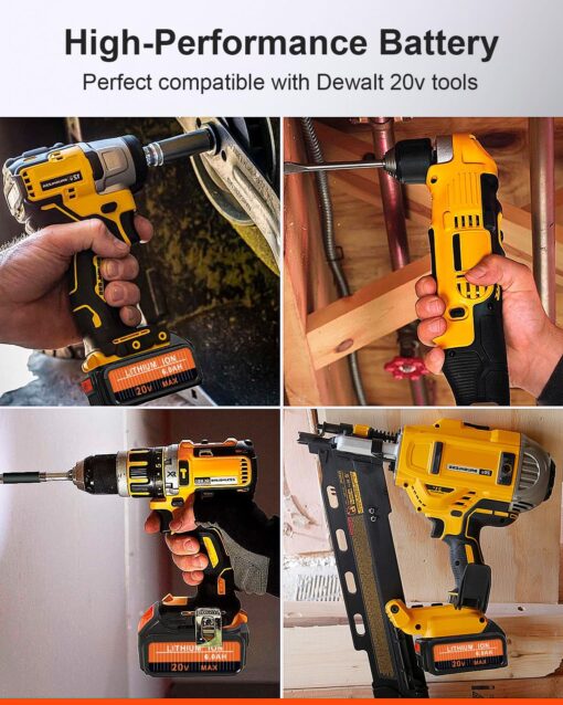 Amityke Upgraded Replacement for Dewalt 20V Battery 6000mAh Compatible with 20V Dewalt Batteries DCB205 DCB206 DCB204 DCB200 Replacement for Dewalt Battery 20V XR Cordless Power Tools 6Pack - Image 2