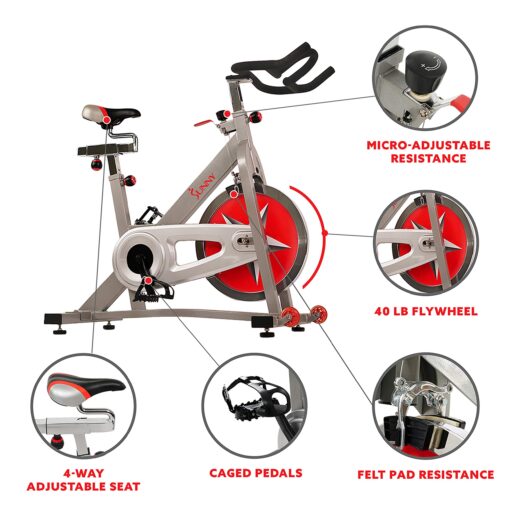 Sunny Health & Fitness SF-B901 Pro Indoor Cycling Exercise Bike - Image 8