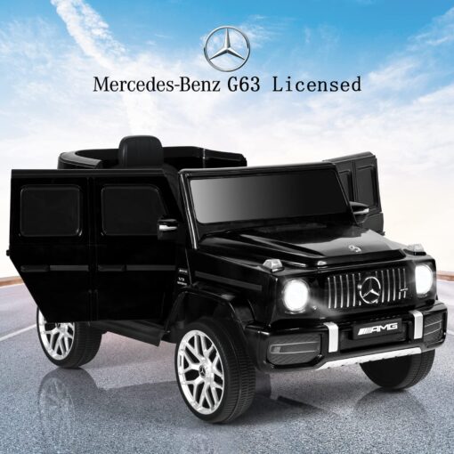 INFANS Licensed Mercedes Benz G63 Kids Ride On Car, 12V Electric Vehicle with Remote Control, Double Open Doors, Music, Bluetooth, Wheels Suspension, Battery Powered for Children Boy Girl (Black) - Image 5