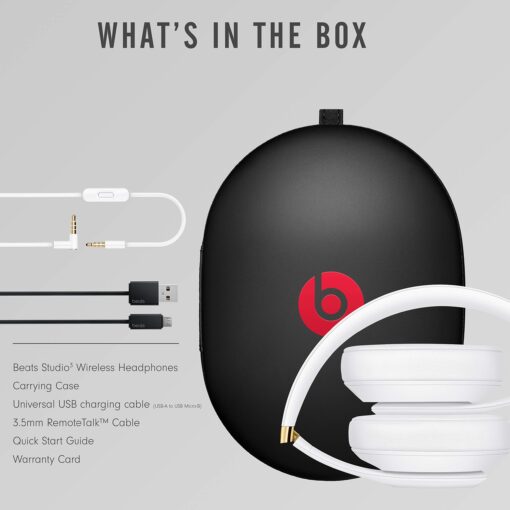 Beats Studio3 Wireless Noise Cancelling Over-Ear Headphones - Apple W1 Headphone Chip, Class 1 Bluetooth, 22 Hours of Listening Time, Built-in Microphone - White - Image 3
