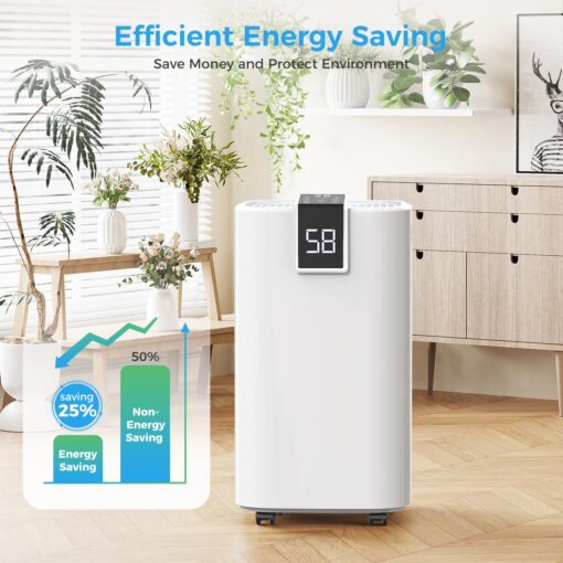 4000 sq.ft Dehumidifier for Basement, Trazico 45 Pint Dehumidifiers for Home with Drain Hose, Smart Humidity Control, 24H Timer, Auto Defrost, Ideal for Large Room, Bathroom, Bedroom, Garage, White - Image 7