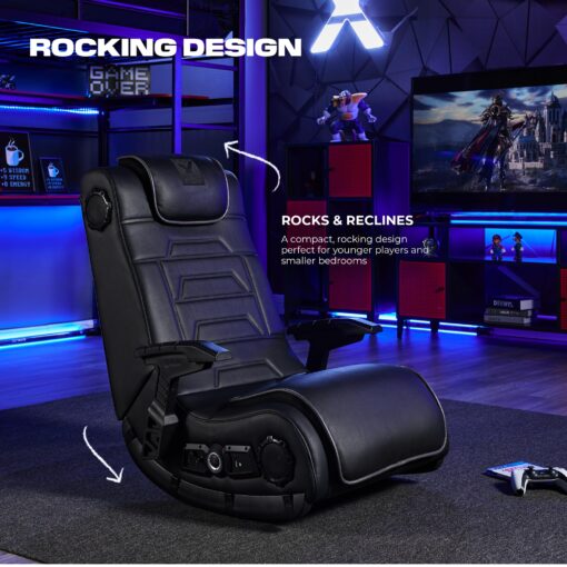 X Rocker Pro Series H3 XL Video Gaming Floor Chair with Armrests, Built-In Audio & Vibration via Wireless Bluetooth, Foldable, Vegan Leather, 300 lbs Max, Amazon Exclusive, Black - Image 6