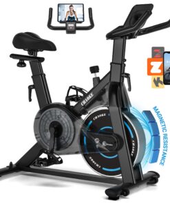 Exercise Bike, CHAOKE Quiet Magnetic Resistance 300LB Capacity Stationary Bike for Home with App Compatible, Indoor Bike with Comfortable Seat and Digital Display