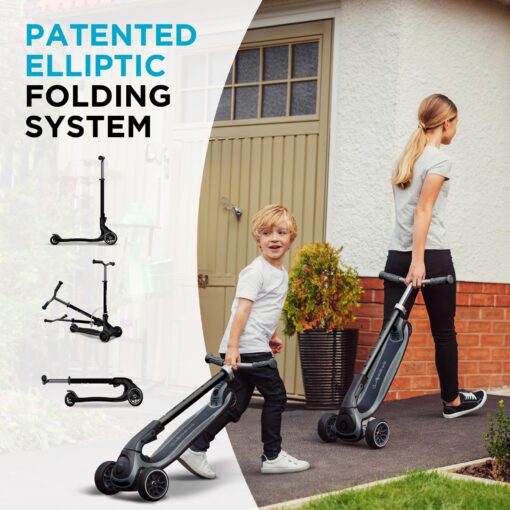 Globber Ultimum Scooter | 3-Wheel Kick Scooter for Adults & Kids 5+ | Foldable Kick Scooter with Safe, Non-Slip Deck & Premium Brakes (Grey) - Image 6