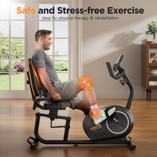 YOSUDA PRO Recumbent Exercise Bike for Home Use with Resistance Bands-Recumbent Bike with Smart Workout APP, Comfortable Seat, Pulse Sensor & 16-level Resistance - Image 4