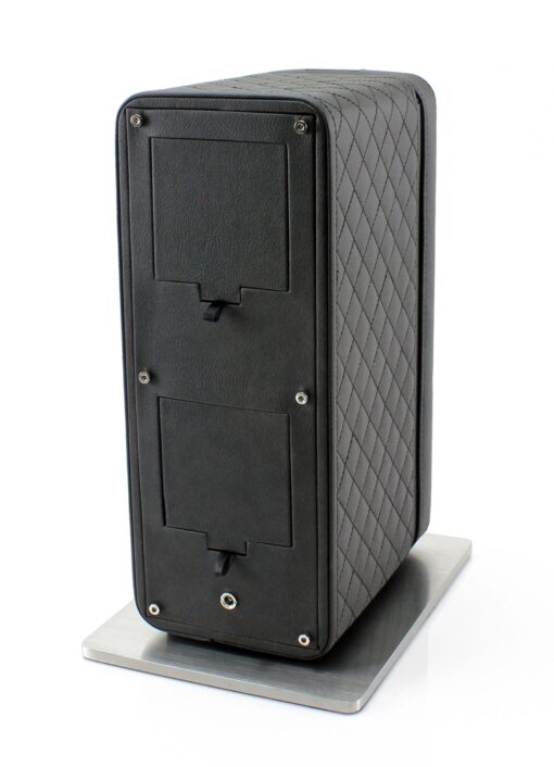 Heiden Monaco Double Watch Winder in Black Leather - Battery Powered or AC Adapter, 12 Program Settings, Diamond Stitched Vegan Leather, Soft Linen Interior, Large Interior Space for Large Watches - Image 4