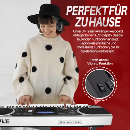 Pyle Portable Electronic Piano Digital Keyboard, 61 Keys w/ Built-in Speakers, 162 Sounds, 200 Music Styles, Waterproof Bag, Sustain Pedal & Headset - Image 3