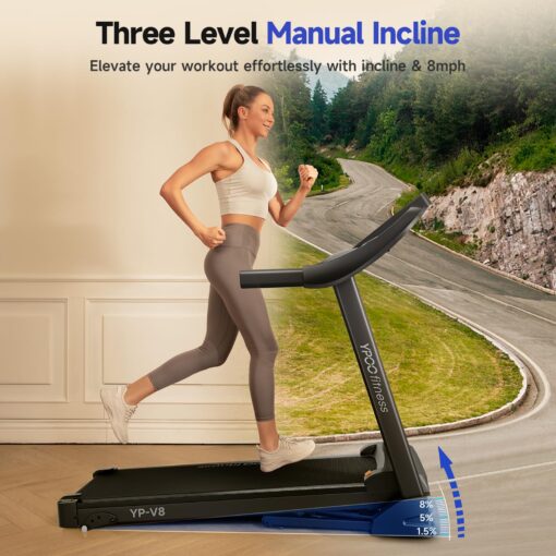 Treadmills for Home Use, Walking Pad Treadmill with Incline, Auto Foldable Treadmill for Home, 8.0 MPH Running Treadmill with Bluetooth Enabled, 300 lbs User Capacity - Image 6