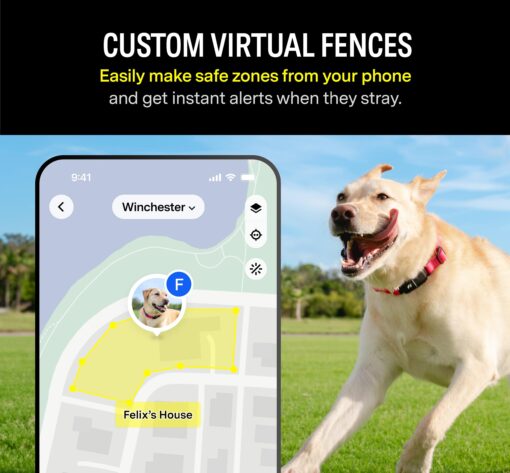 Fi Series 3 Smart Dog Collar - GPS Dog Tracker and Activity & Health Monitor, Waterproof, LED Light, Escape Alerts, Nationwide Coverage [Free 1 Year Membership] (Yellow, X Small) - Image 6