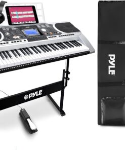Pyle Portable Electronic Piano Digital Keyboard, 61 Keys w/ Built-in Speakers, 162 Sounds, 200 Music Styles, Waterproof Bag, Sustain Pedal & Headset