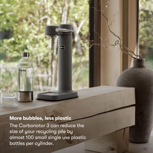 aarke Carbonator lll with CO2 Cylinder, Sparkling & Carbonation Water Machine, Stainless Steel with PET BPA-Free Reusable Bottle Volume 800 mL (Matte Grey) - Image 4
