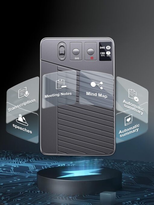 AI Voice Recorder - Record,Transcribe,Charge 3 in 1,Support 107 Languages,Avoid Missing Meeting Highlights,64 GB,ChatGPT Driven AI Summarization,App Control,Mind Mapping,Bluetooth Distance 50ft - Image 6