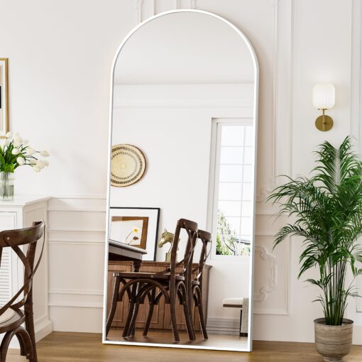 ZMYCZ Full Length Mirror, 71"x30" Arched Floor Mirror, Oversized Standing Mirrors, Hanging or Leaning Against Wall Mounted Mirrors, Large Full Body Mirror with Aluminum Frame for Bedroom (White) - Image 2