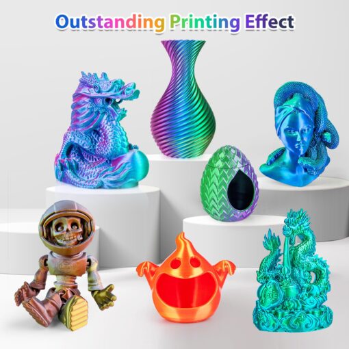 3Dgenius 3D Printer Filament Bundle Silk PLA Filament 1.75mm Pack 3D Printing Filament Pack Silk PLA 3D Printer Filament Fit Most FDM Printers, 1KG X 8 Spools, Totally 8KG - Image 3