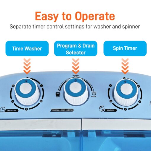 Pyle Portable 2-in-1 Washing Machine&Spin-Dryer-Convenient Top-Loading Easy Access,Energy&Water Efficient Design,Ideal for Smaller Loads-No Special Parts or Plumbing Required-2 FT Drainage Hose - Image 5