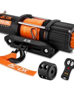 AC-DK 5500 lb ATV/UTV Winch Synthetic Rope Kits, 12V Winch with Wireless Remote for Off Road Trailer Boat RV Towing Winches, Waterproof Winch with Mounting Plate and Wired Remote