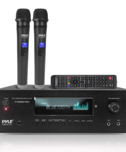 Pyle 1000W Bluetooth Home Theater Karaoke Receiver - 5.2-Ch Stereo Amplifier 2 UHF Wireless Microphone Video Pass-Through Supports, MP3/USB/HDMI/AM/FM Radio - PT888BTWM.5