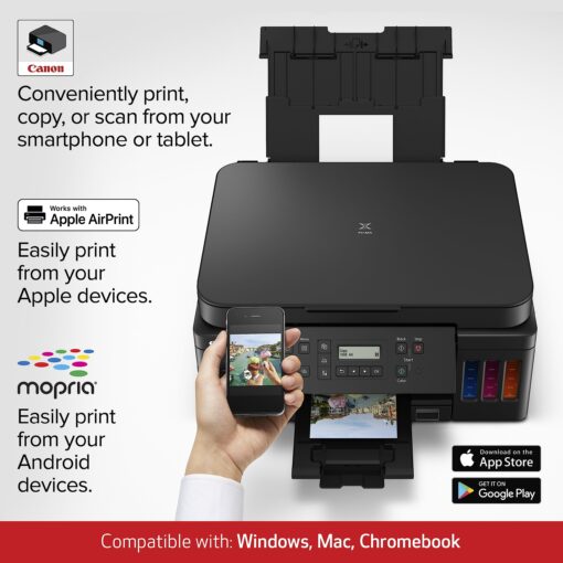 Canon PIXMA G6020 All-in-One Supertank Wireless (Megatank) Printer, Copier and Scan with Mobile Printing, Black, Works with Alexa - Image 4