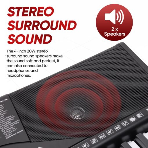 PYLE 61 Key Electric Keyboard Piano, Music Keyboard, LCD Display, Portable Design, Karaoke Function, Includes Headphones, Stand, Stool, Book Rack, Perfect for Beginners - Image 2