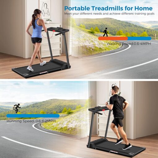Treadmill with Handles, 2025 Upgraded Small Treadmills Home, Portable Electric Treadmills for Home 300 lbs Capacity,Walking Pad Treadmill,Lightweight Folding Foldable Walking Pad with LED Display - Image 3